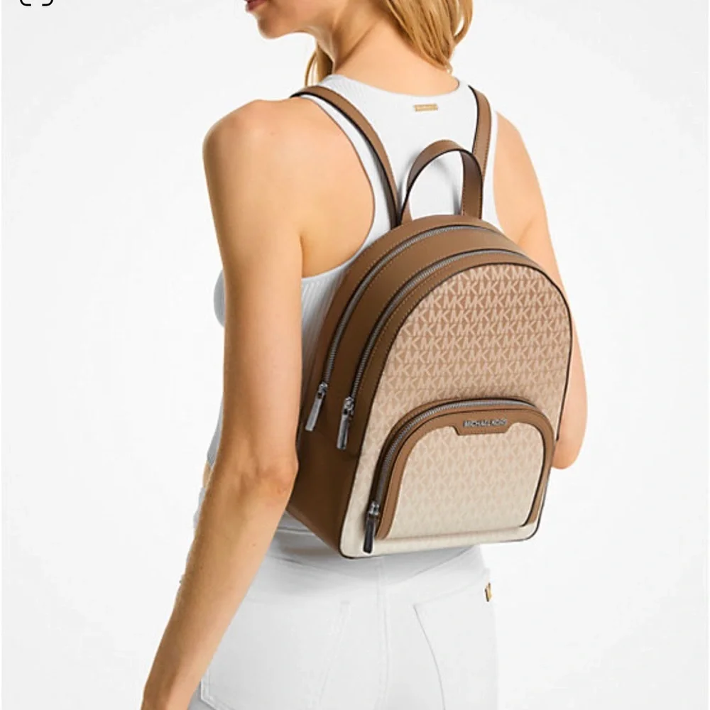 Michael Kors Jaycee Medium Ombré Signature Logo Backpack Husk NWT